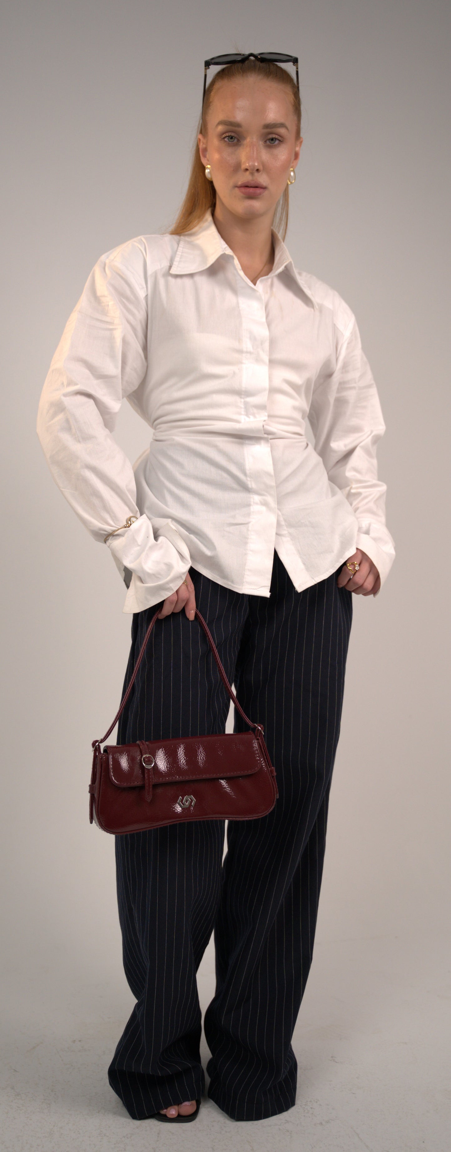 Women’s Navy Striped Tailor Pants