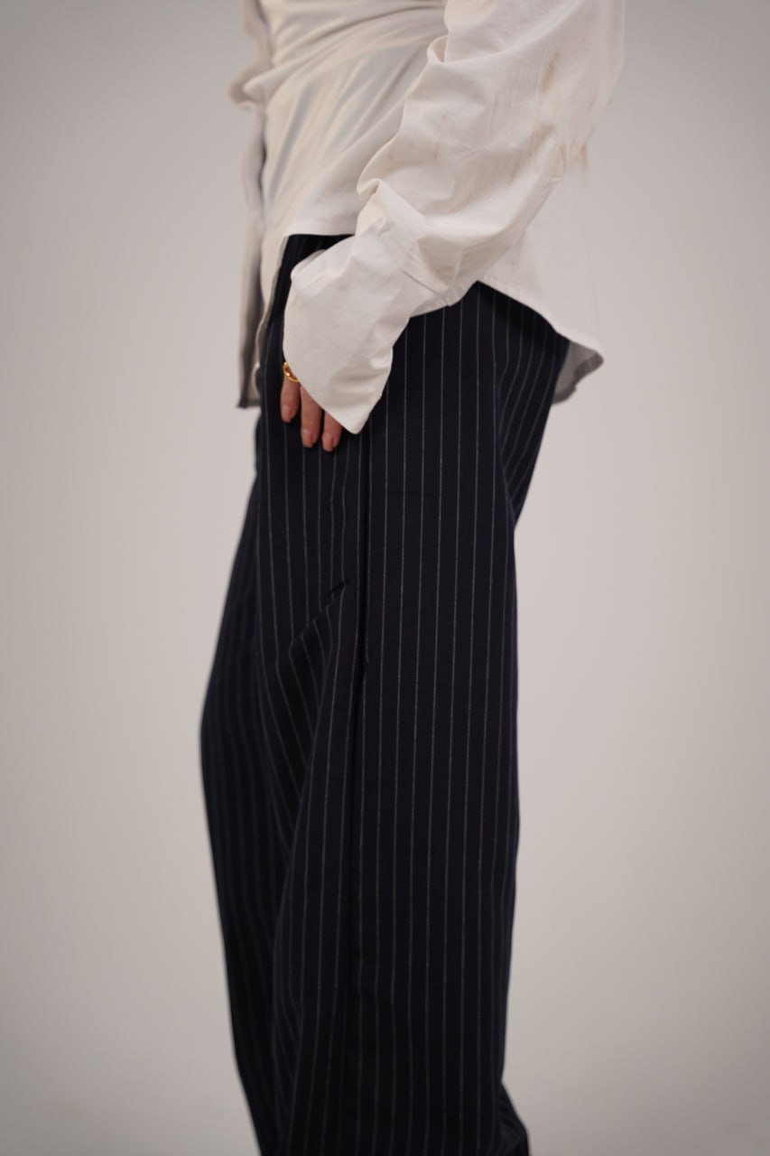 Women’s Navy Striped Tailor Pants