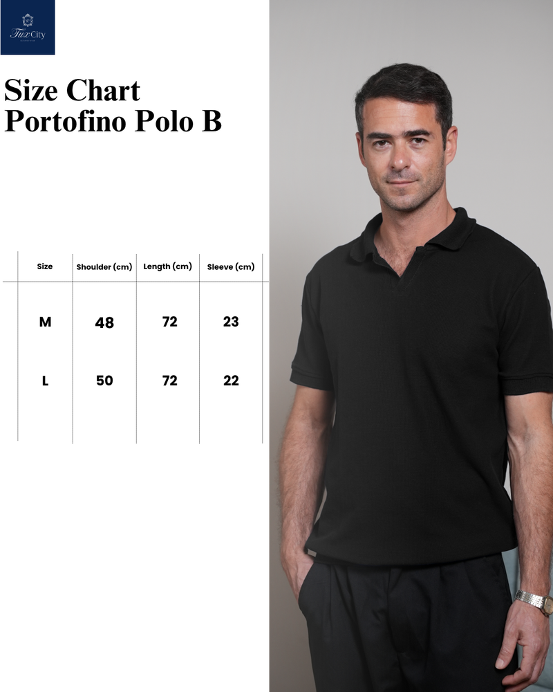 Size chart for Portofino Polo – Black