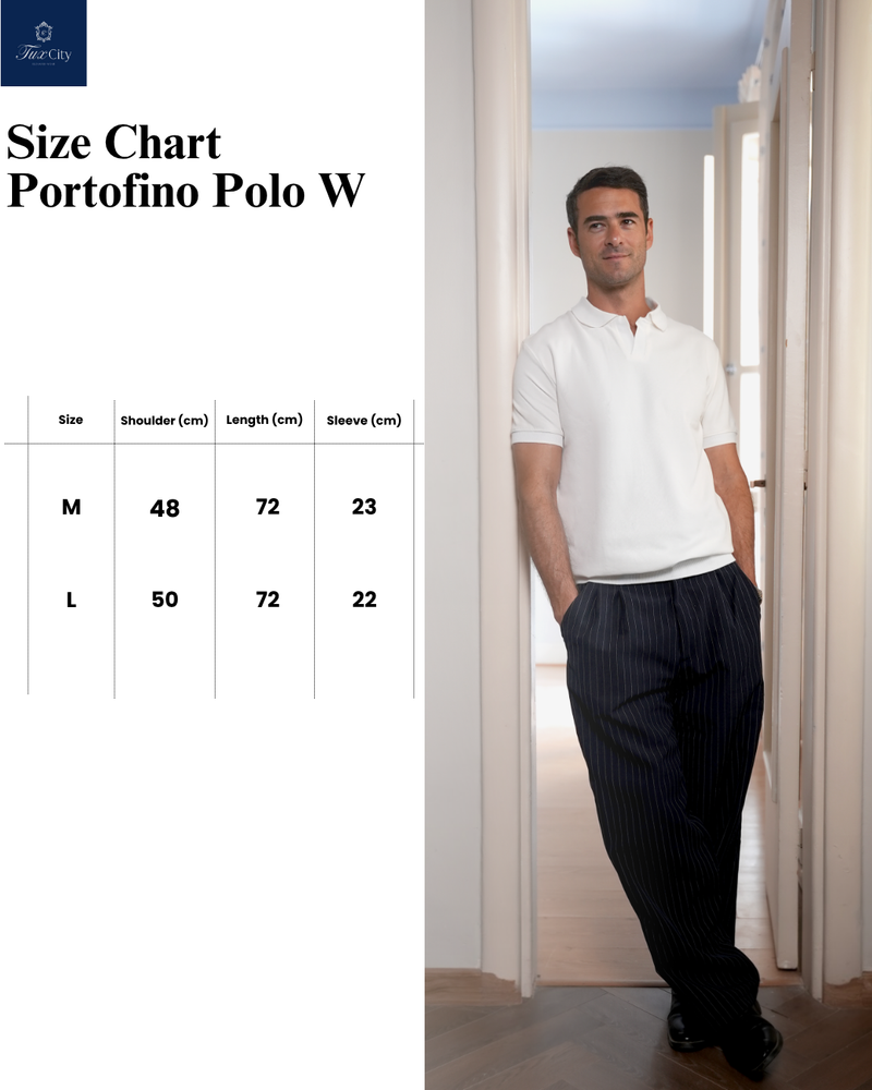 Size chart for Portofino Polo – White